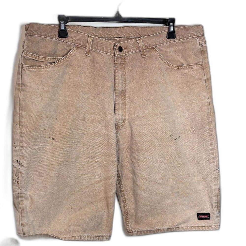 Dickies Thrashed Distressed Work Shorts Tan 44 Baggy Skater Grunge Jorts Y2K